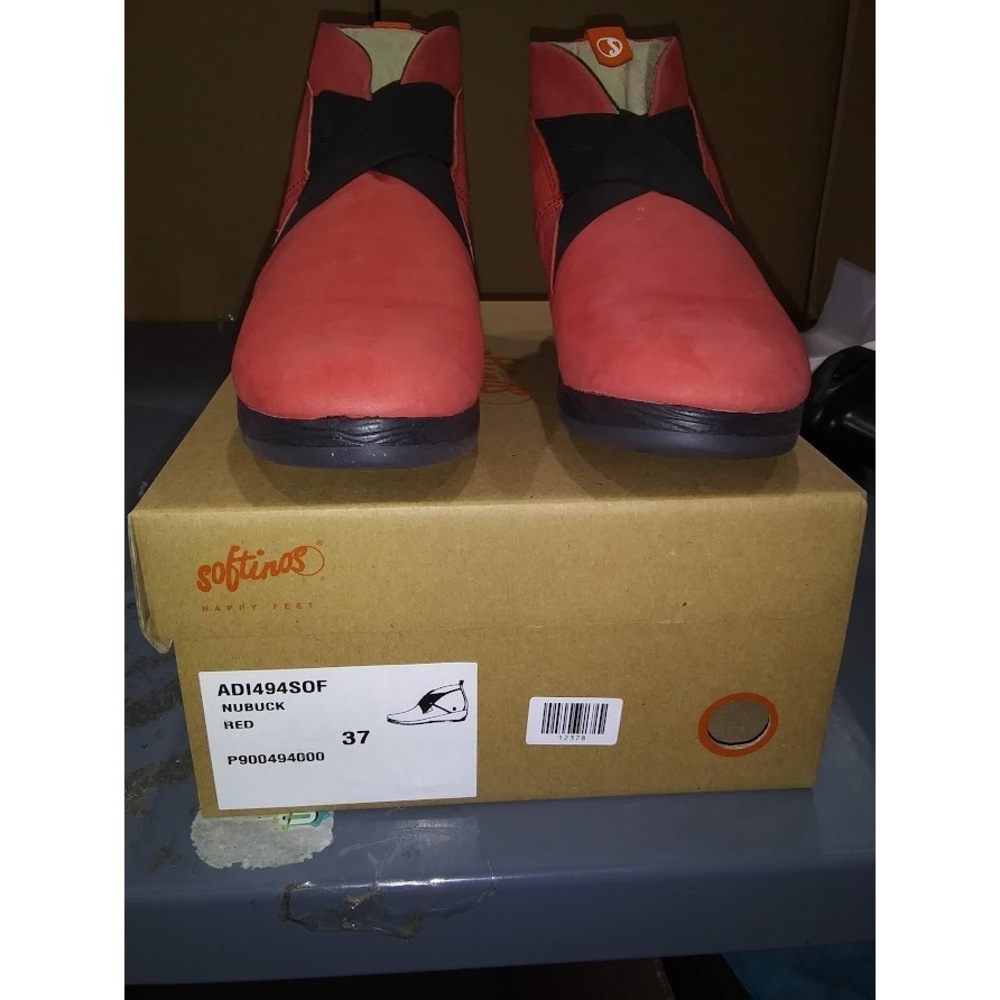 Softinos by Fly London Nubuck Leather Slip-on Adi Shoes, Red 37